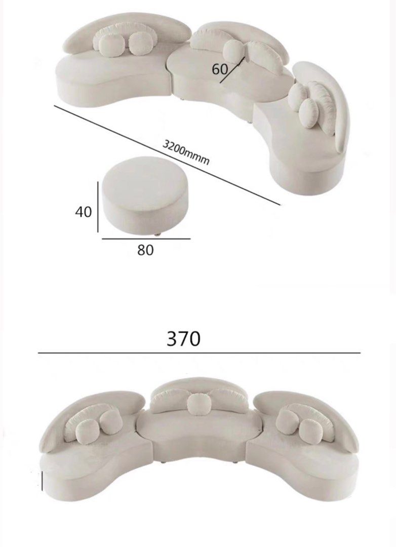 SOLANOIR Modern Curved Boucle Sofa