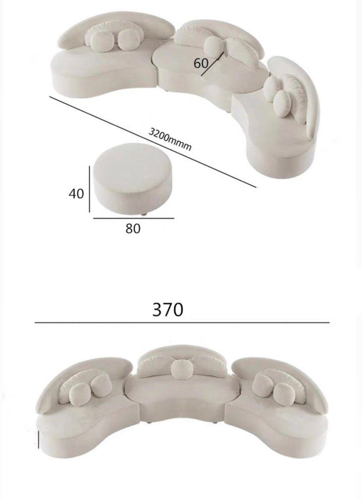 SOLANOIR Modern Curved Boucle Sofa