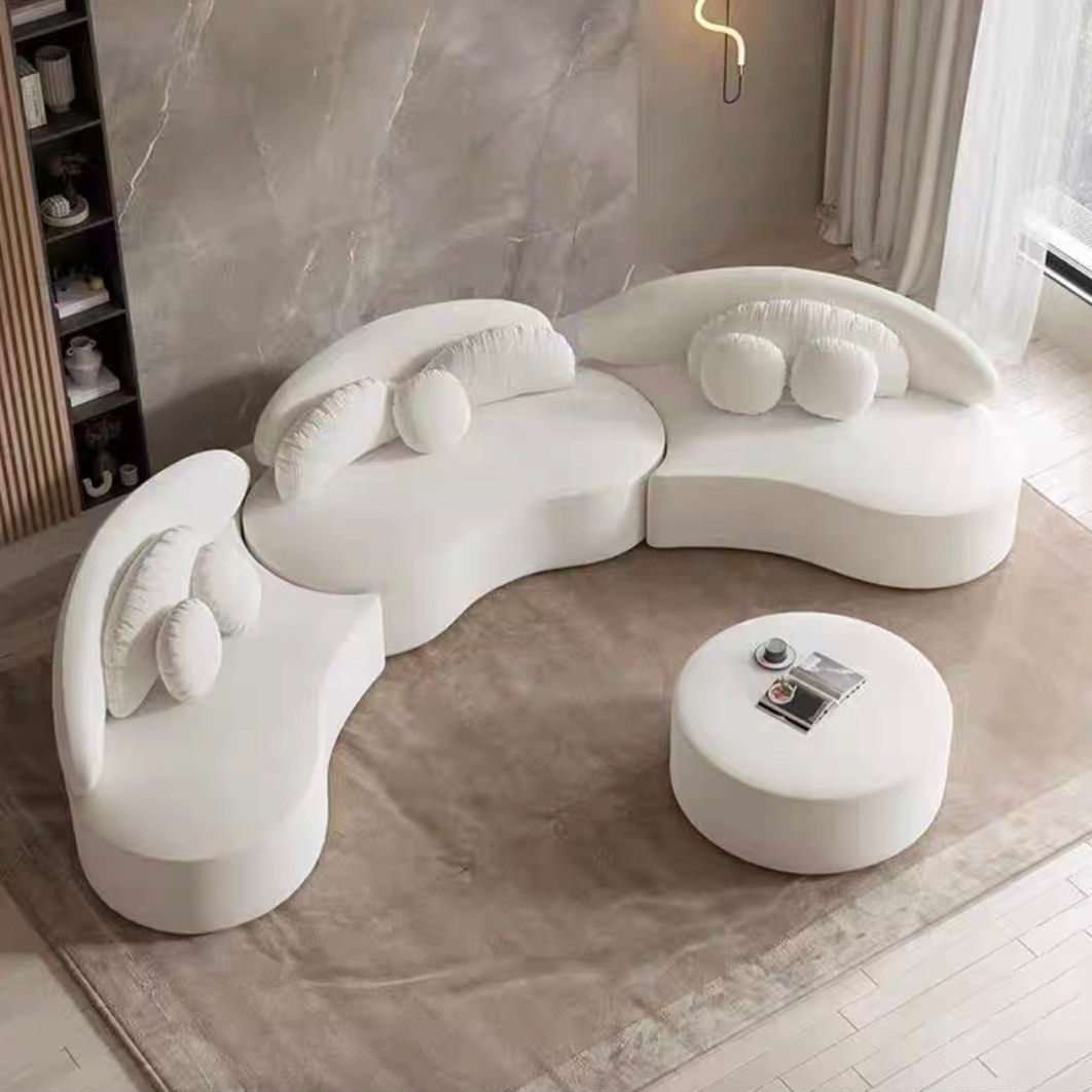 SOLANOIR Modern Curved Boucle Sofa