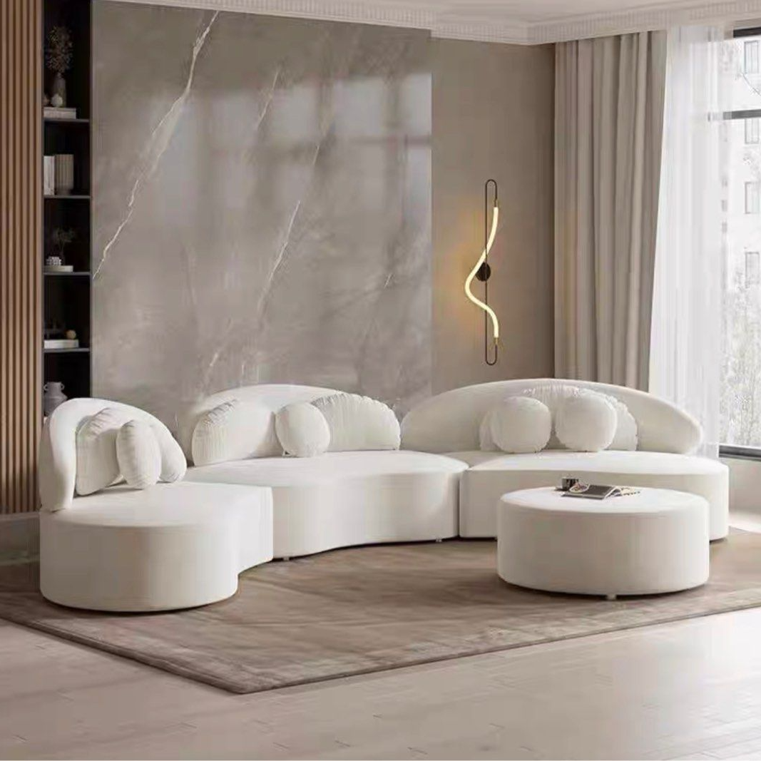 SOLANOIR Modern Curved Boucle Sofa