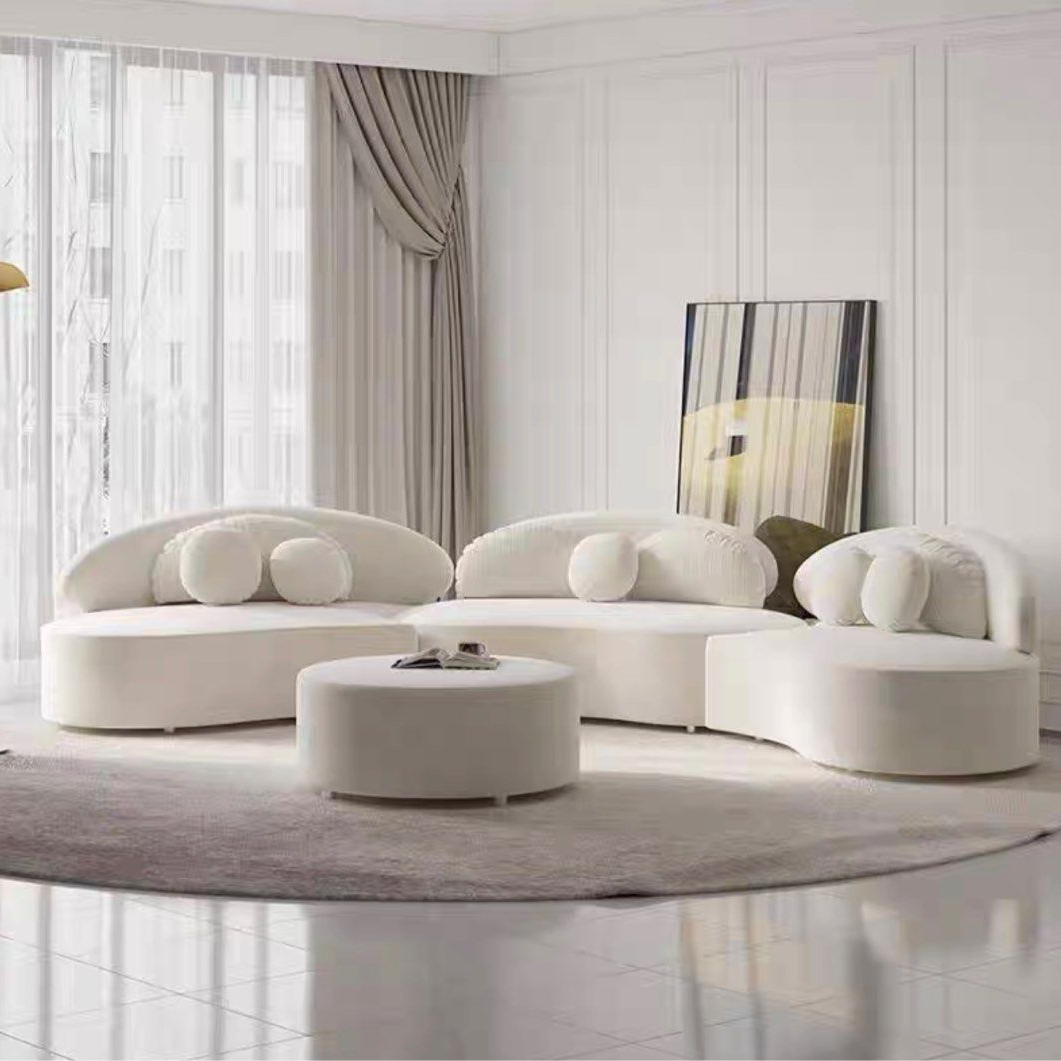 SOLANOIR Modern Curved Boucle Sofa