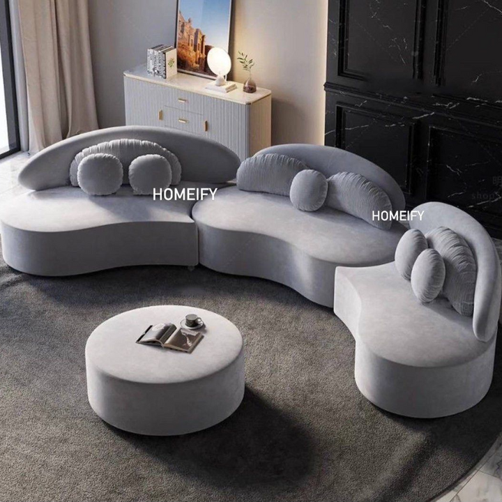 SOLANOIR Modern Curved Boucle Sofa