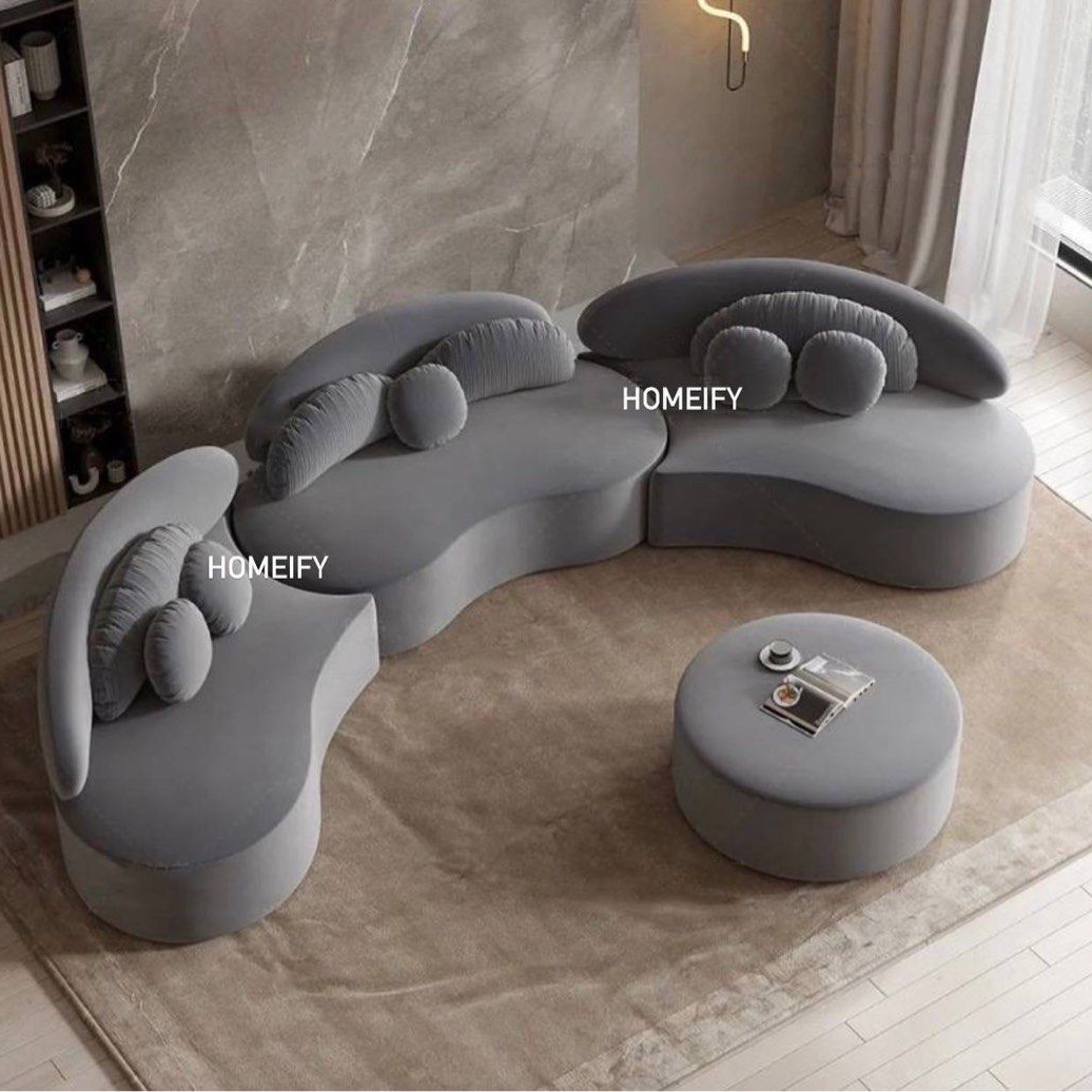 SOLANOIR Modern Curved Boucle Sofa