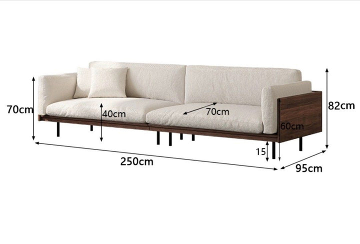 CALVIAN Rustic Walnut Fabric Sofa