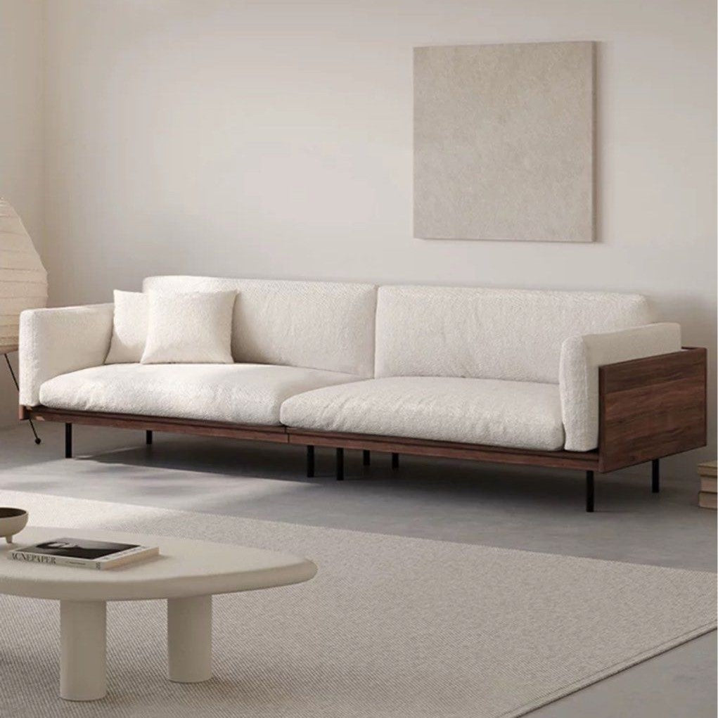 CALVIAN Rustic Walnut Fabric Sofa