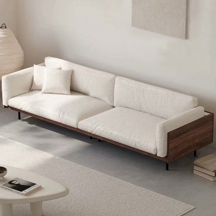 CALVIAN Rustic Walnut Fabric Sofa