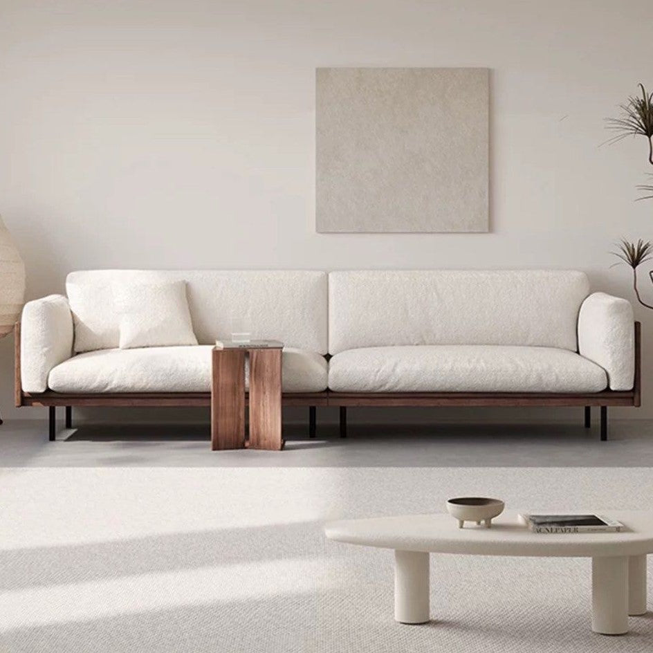 CALVIAN Rustic Walnut Fabric Sofa