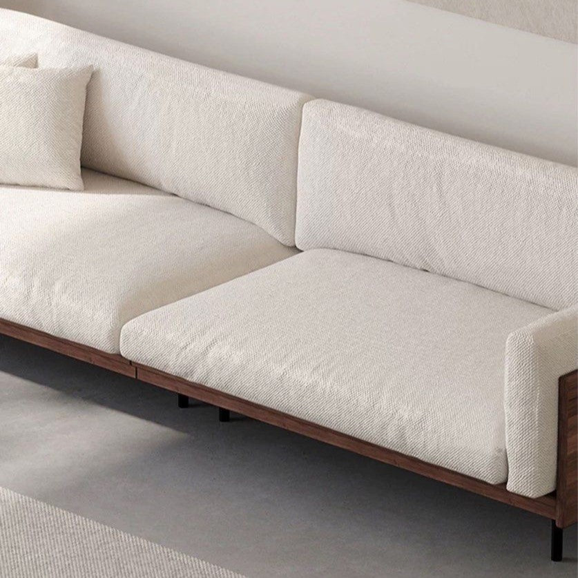 CALVIAN Rustic Walnut Fabric Sofa