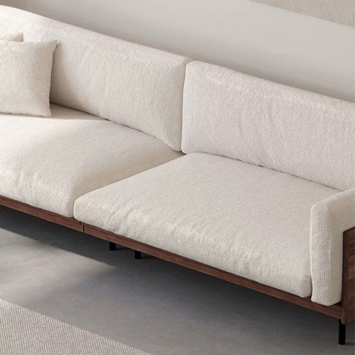 CALVIAN Rustic Walnut Fabric Sofa