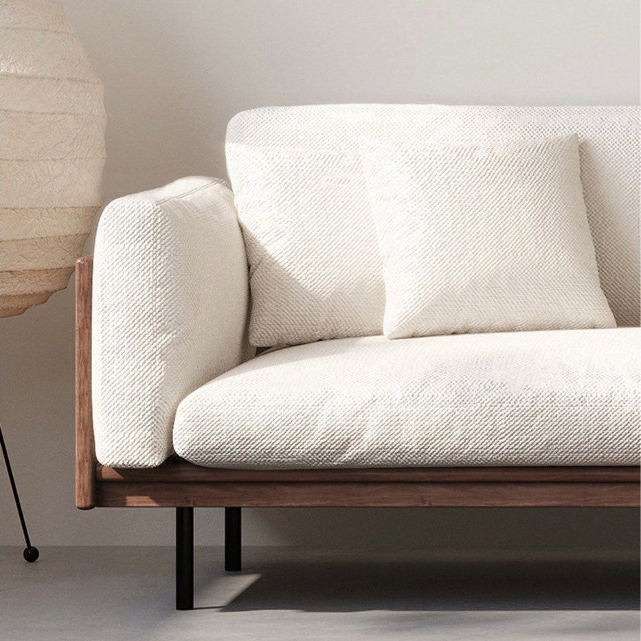 CALVIAN Rustic Walnut Fabric Sofa