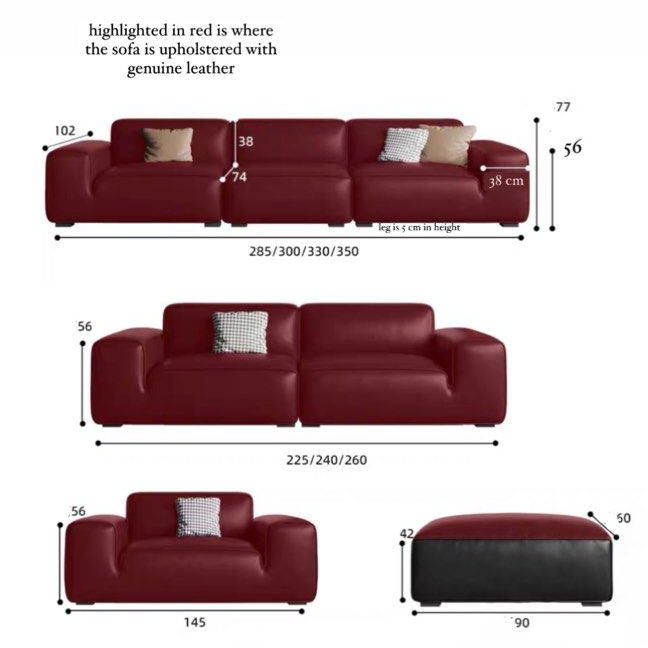 CARZANO Modern Genuine Leather Sofa