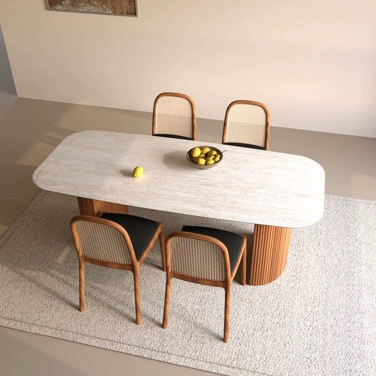 CARISSA Modern Travertine Dining Table