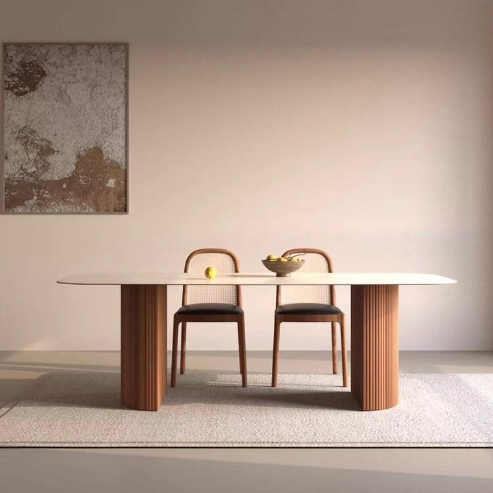 CARISSA Modern Travertine Dining Table