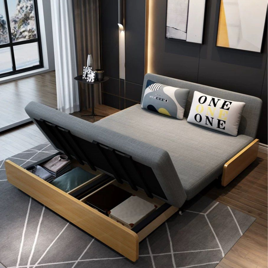 BRIVANI Modern Solid Wood Sofa Bed