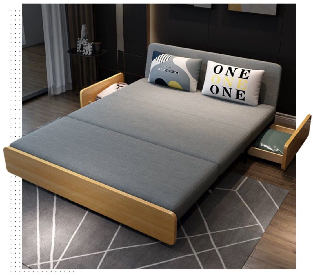 BRIVANI Modern Solid Wood Sofa Bed