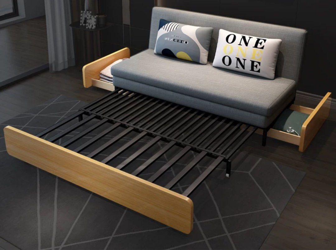 BRIVANI Modern Solid Wood Sofa Bed