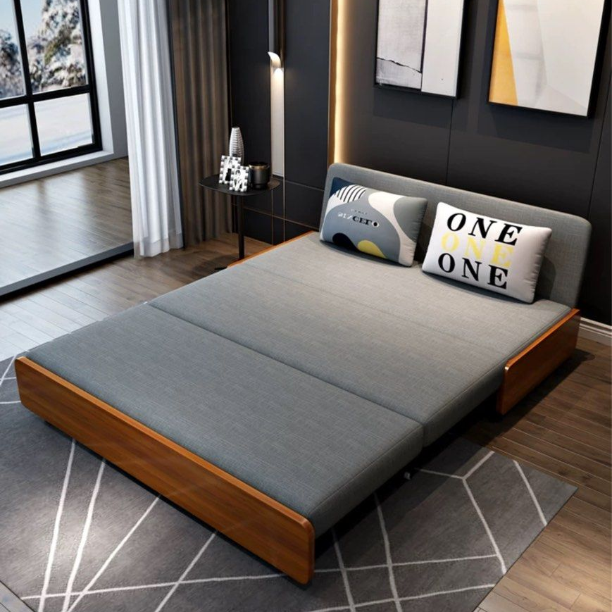 BRIVANI Modern Solid Wood Sofa Bed