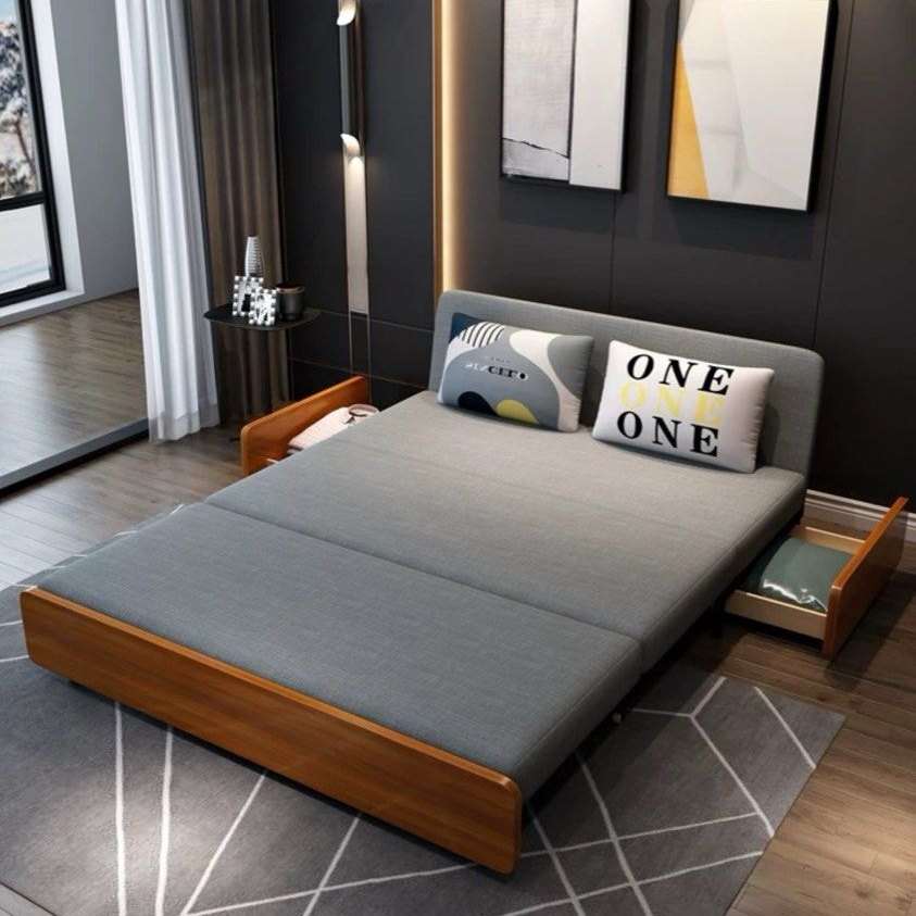 BRIVANI Modern Solid Wood Sofa Bed