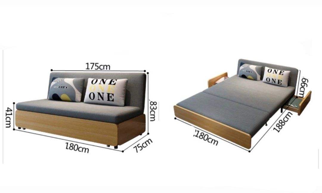 BRIVANI Modern Solid Wood Sofa Bed