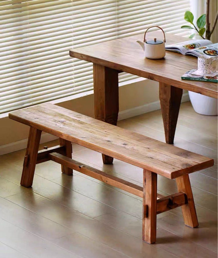 DELILAH Rustic Elm Wood Dining Bench