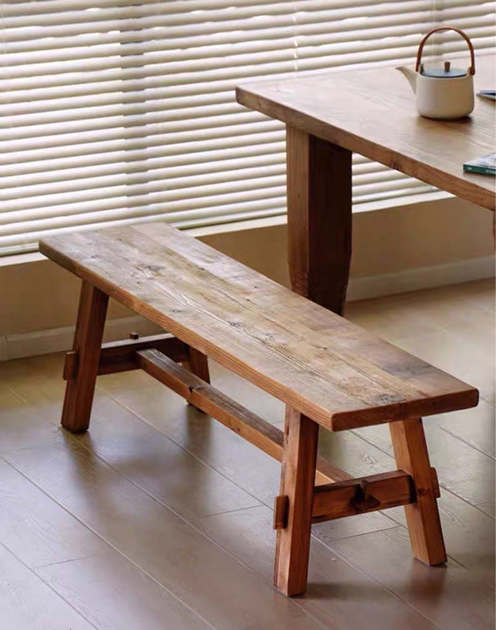 DELILAH Rustic Elm Wood Dining Bench