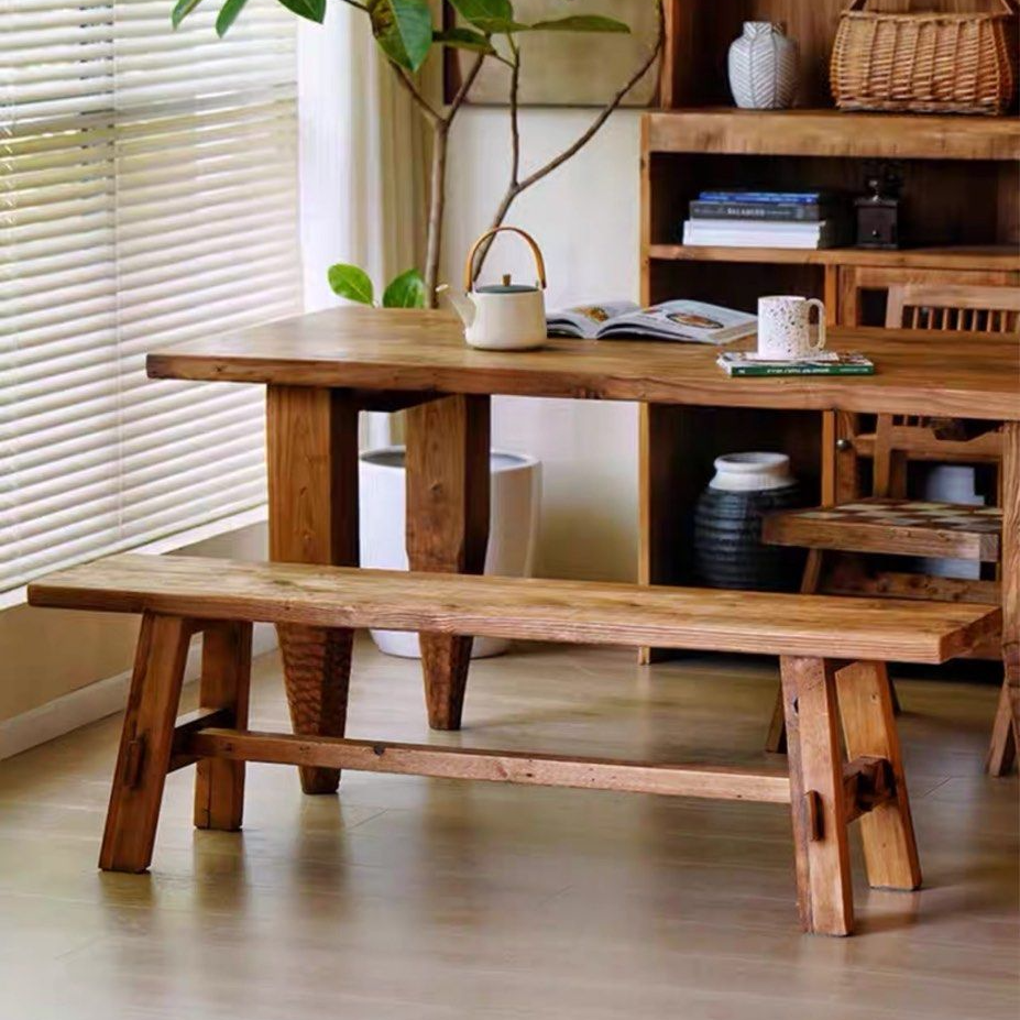 DELILAH Rustic Elm Wood Dining Bench