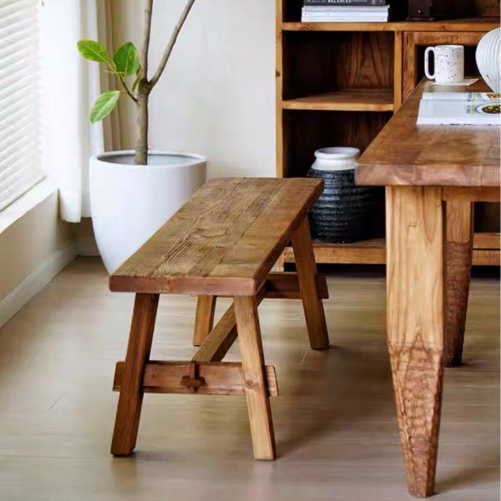 DELILAH Rustic Elm Wood Dining Bench