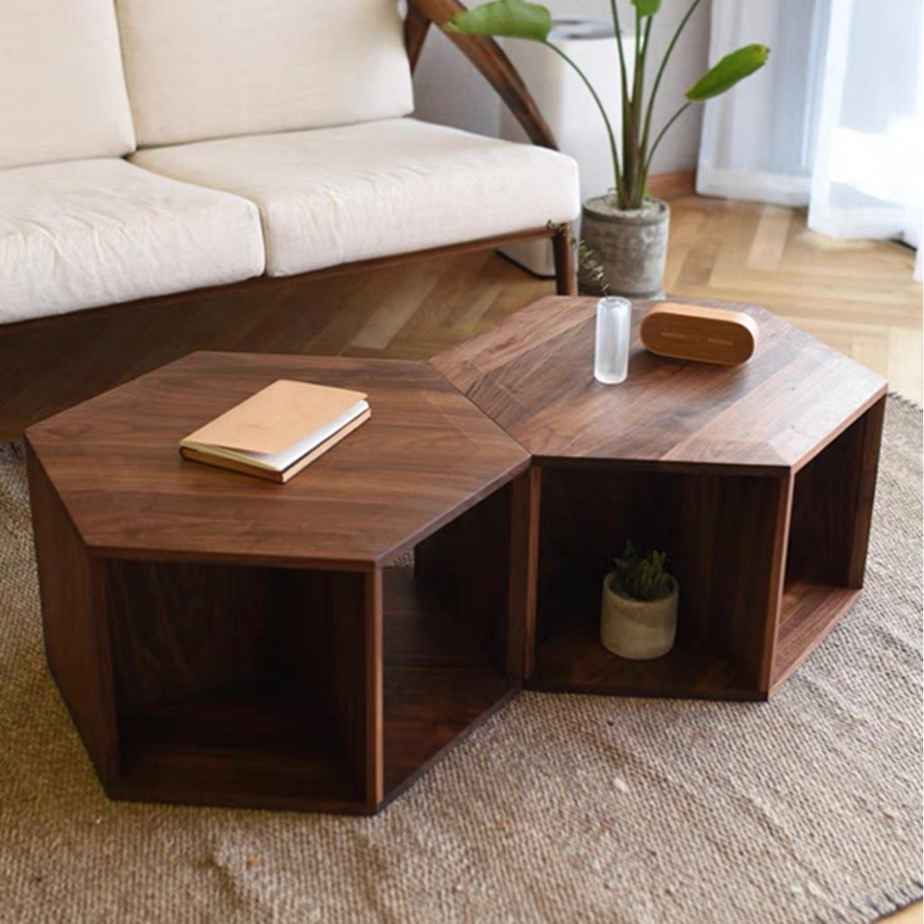 DAVIS Black Walnut Hexagon Coffee Tables