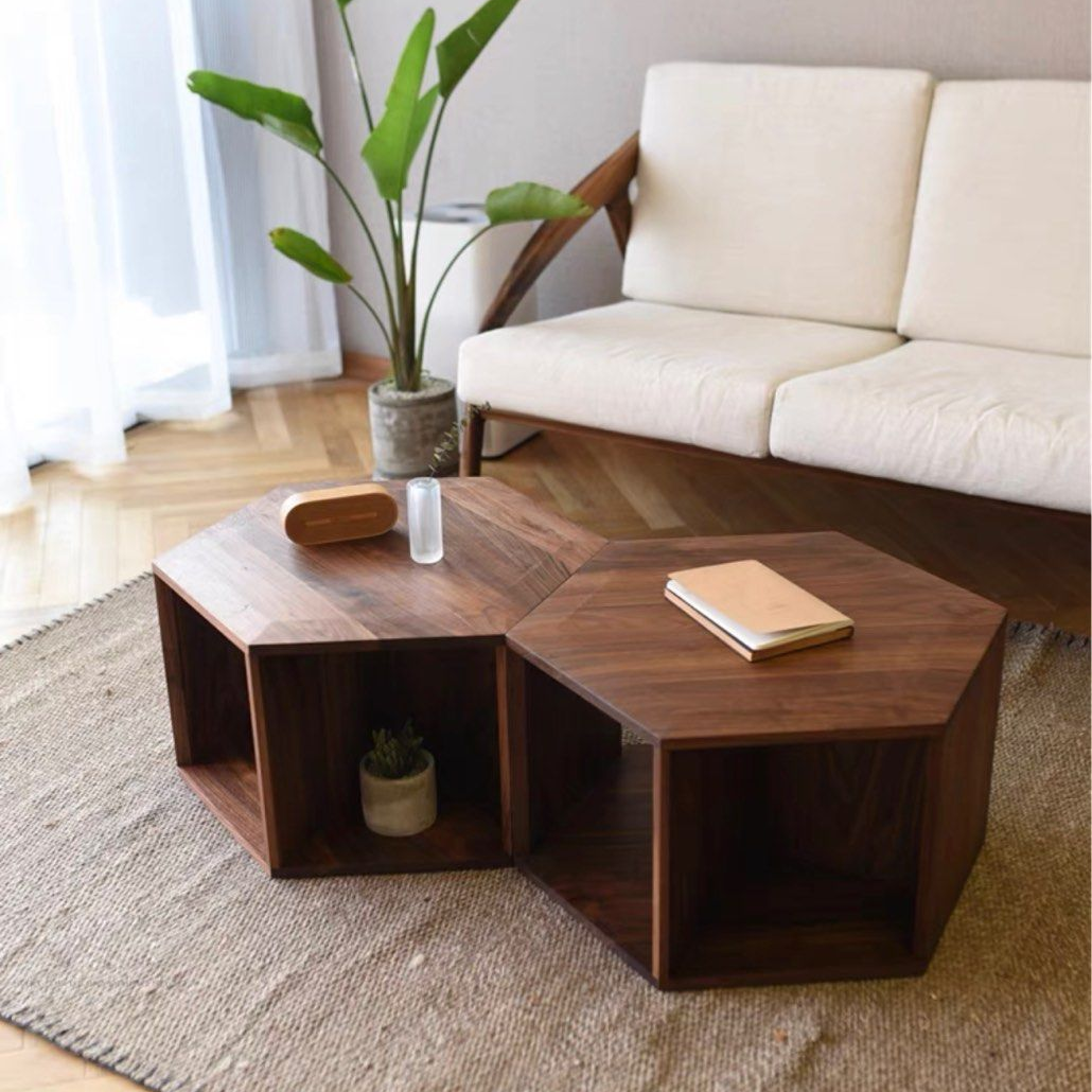 DAVIS Black Walnut Hexagon Coffee Tables