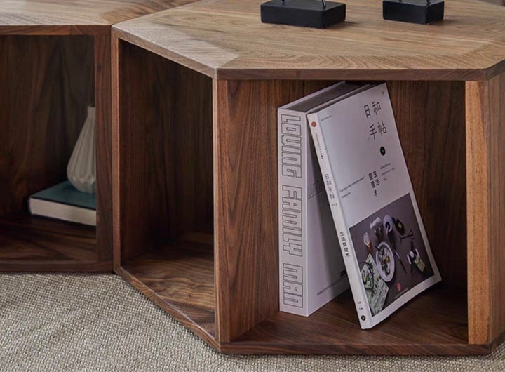 DAVIS Black Walnut Hexagon Coffee Tables