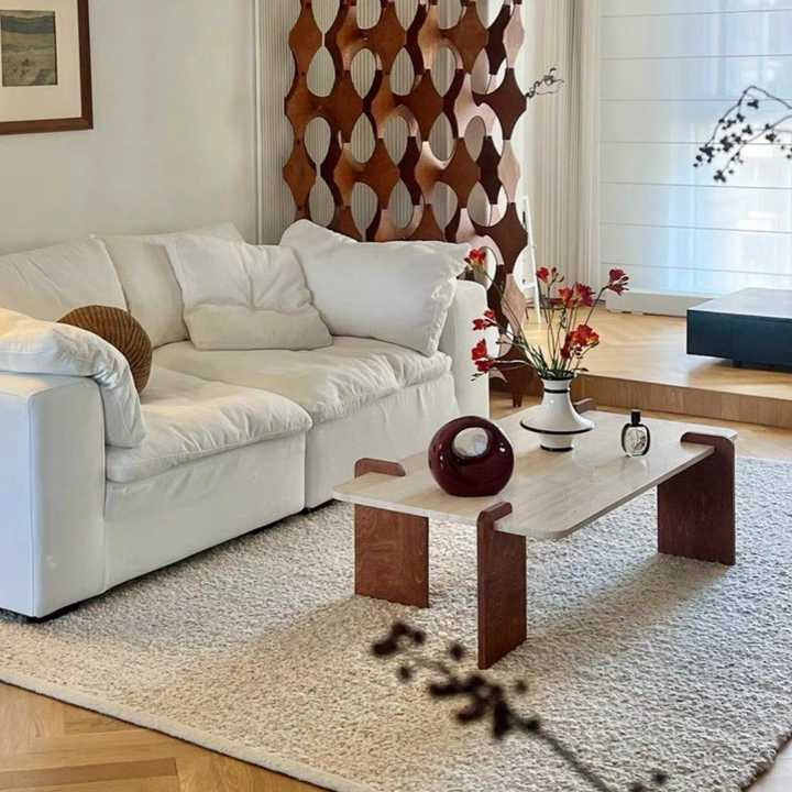 DOZAR Modern Travertine Coffee Table