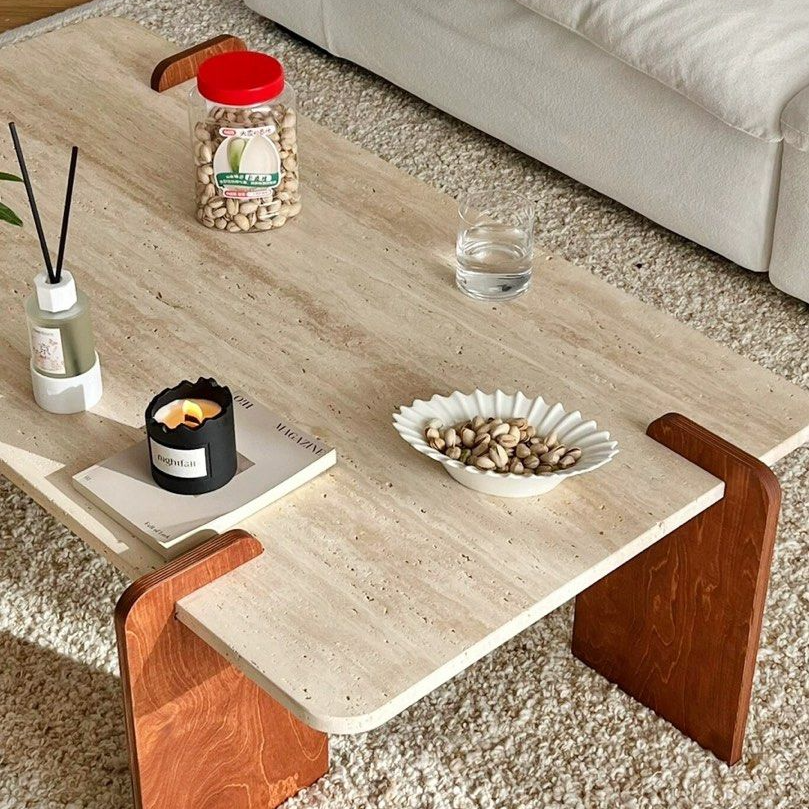 DOZAR Modern Travertine Coffee Table