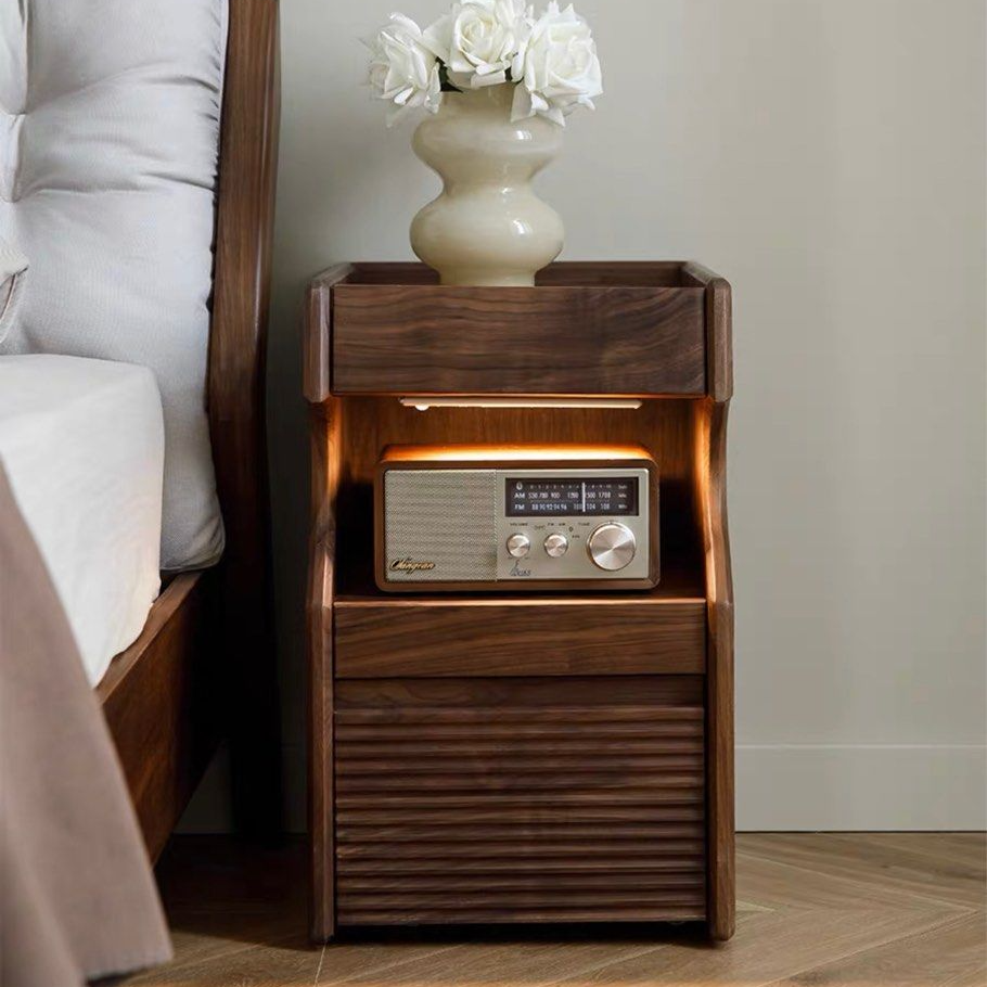 SHIREEN Walnut Wood Beside Table