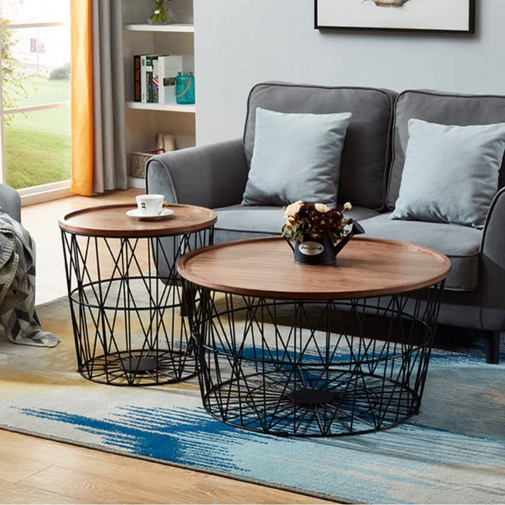 COLLEEN Rustic Round Coffee Table