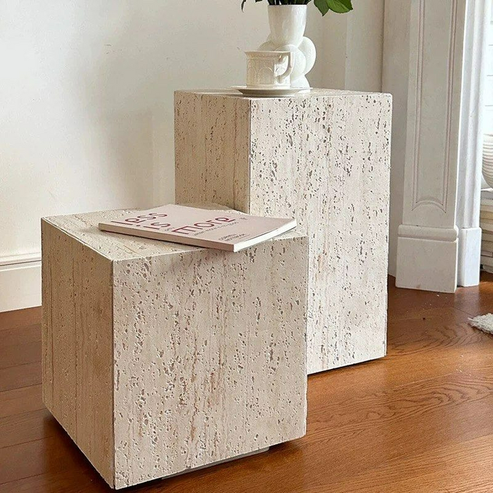 STILGAR Wabi Sabi Travertine Side Table
