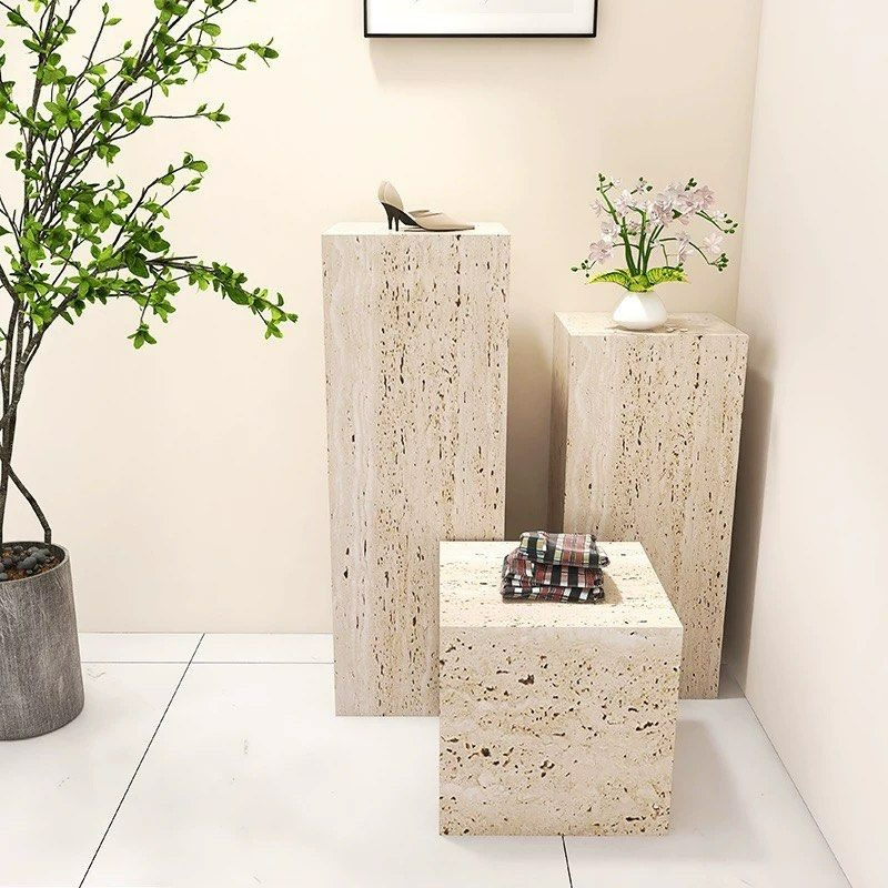 STILGAR Wabi Sabi Travertine Side Table