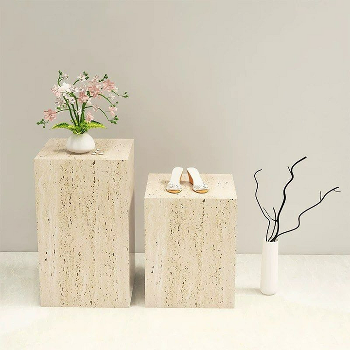 STILGAR Wabi Sabi Travertine Side Table