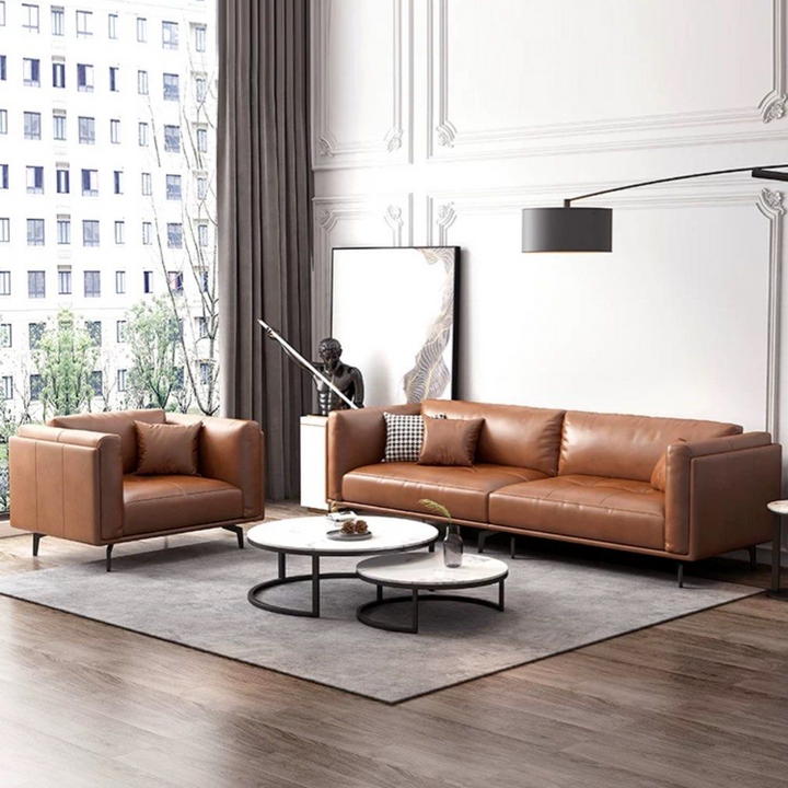 BRAVETTI Modern Genuine Leather Sofa
