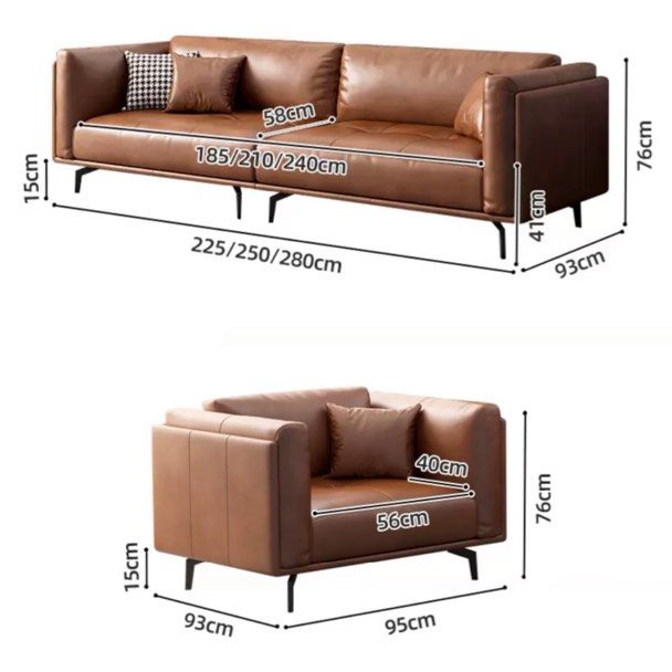 BRAVETTI Modern Genuine Leather Sofa