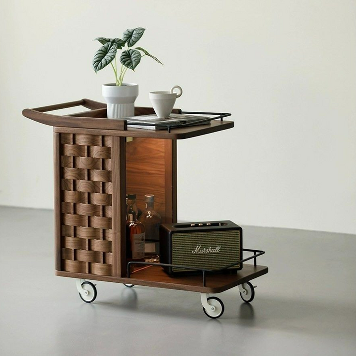 CALGAR Modern Walnut Wood Side Table