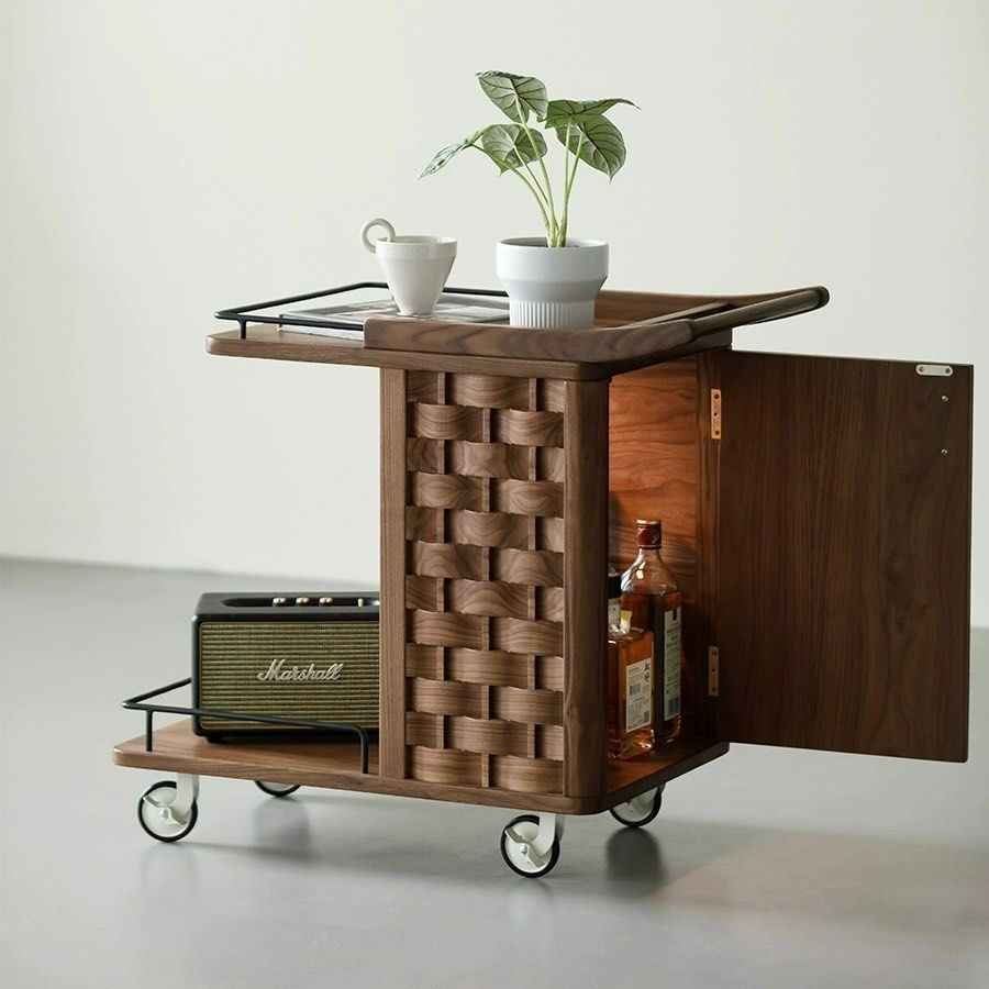 CALGAR Modern Walnut Wood Side Table