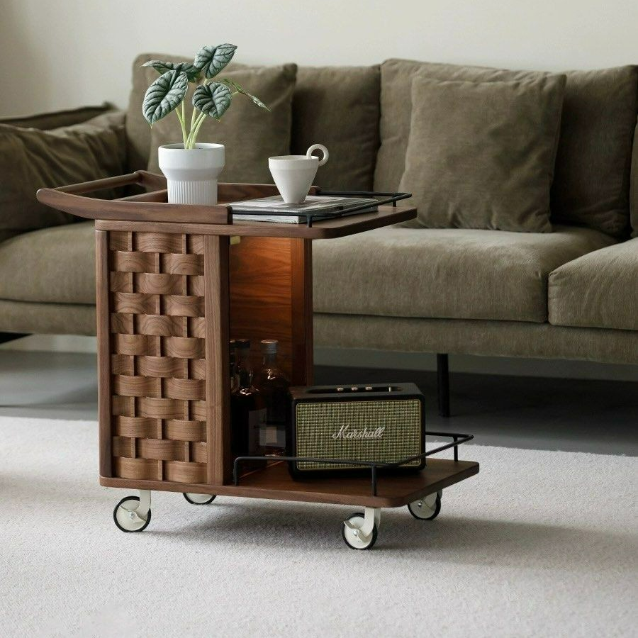 CALGAR Modern Walnut Wood Side Table