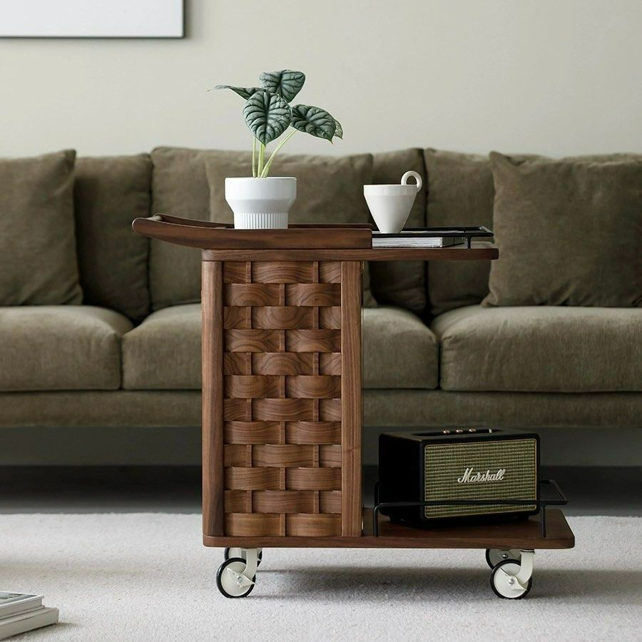 CALGAR Modern Walnut Wood Side Table