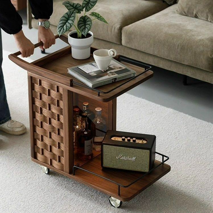 CALGAR Modern Walnut Wood Side Table