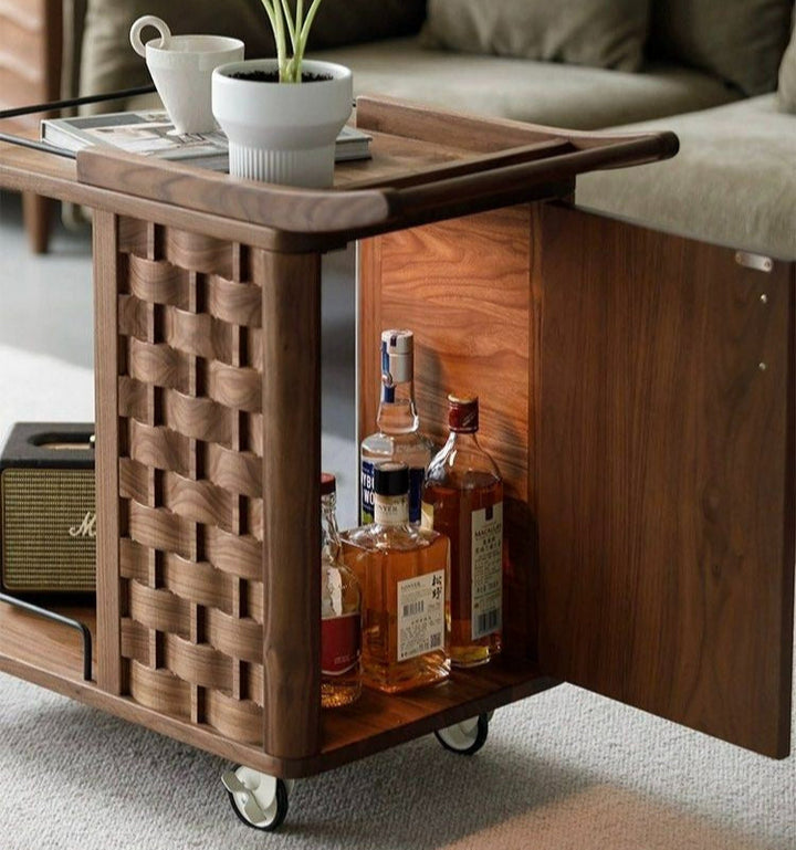 CALGAR Modern Walnut Wood Side Table