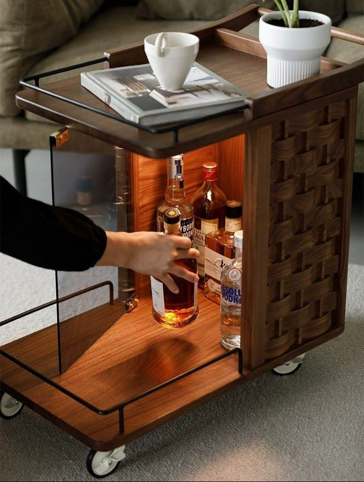 CALGAR Modern Walnut Wood Side Table