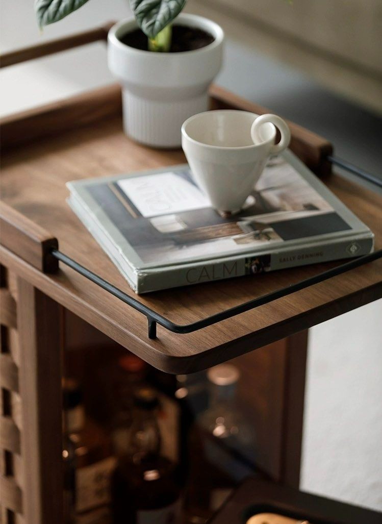 CALGAR Modern Walnut Wood Side Table