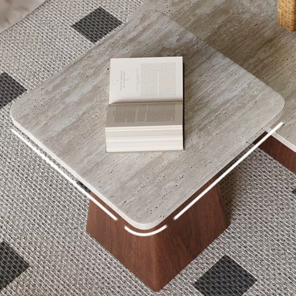 DILLARD Modern Travertine Coffee Table