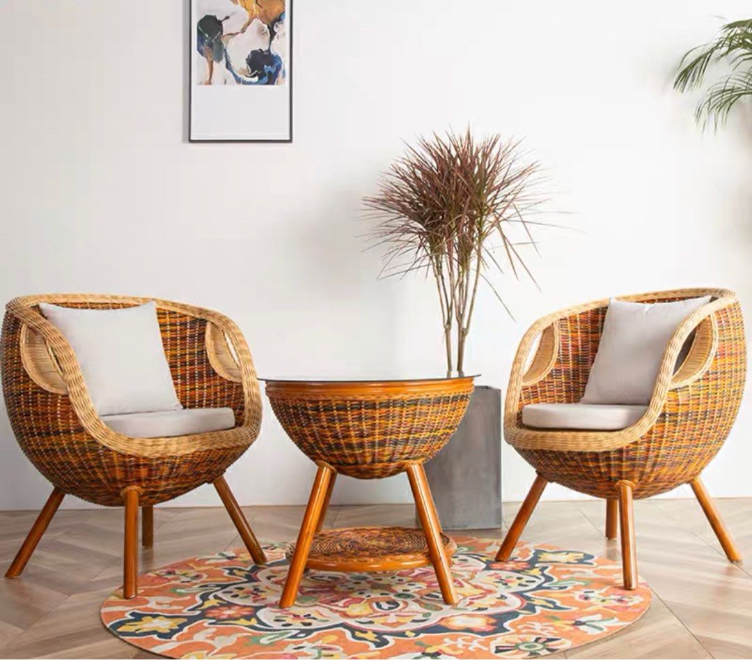 BUSRE Rustic Rattan Outdoor Chair