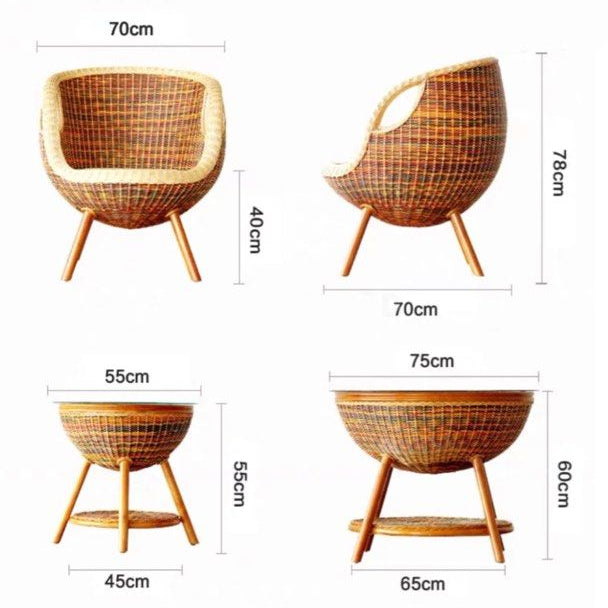 BUSRE Rustic Rattan Outdoor Chair